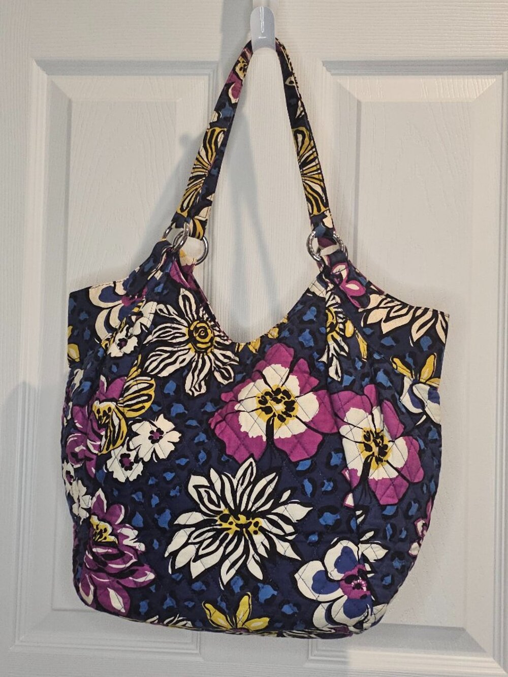 Vera Bradley Crescent Tote African Violet Shoulder Bag Purse Handbag Hobo